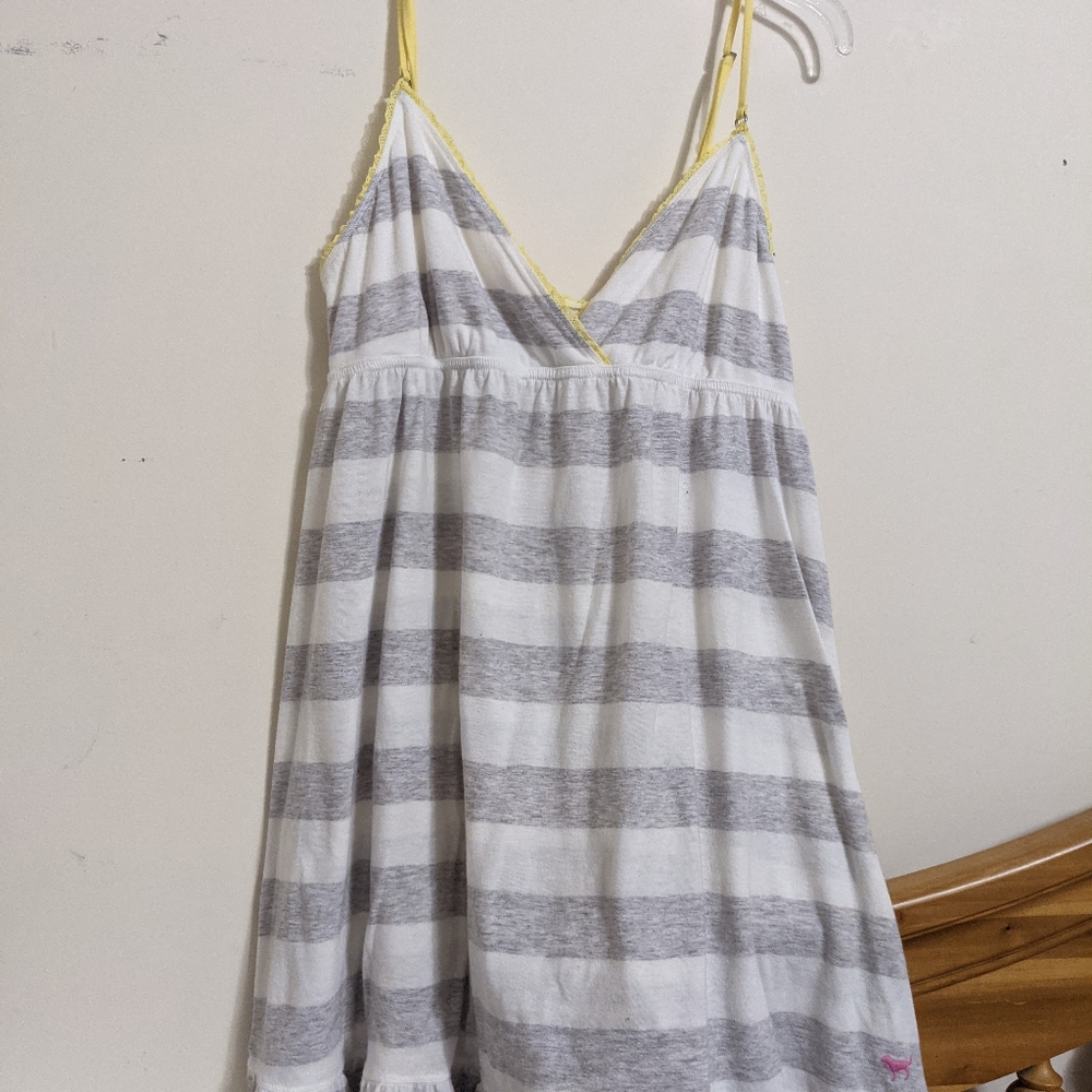 Victoria's secret Pink gray and white night gown